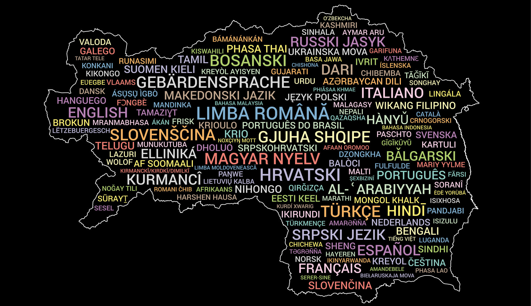 Eine Karte der Steiermark mit den dort gesprochenen Sprachen