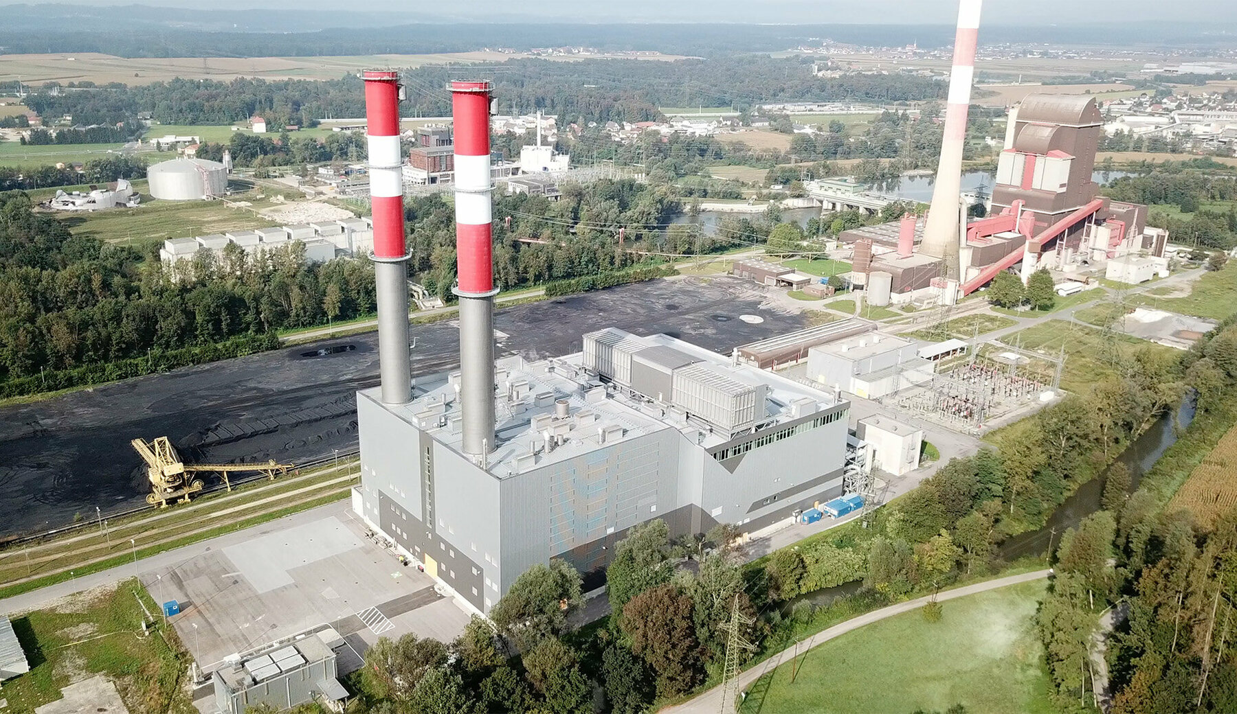 Gas- und Dampfkraftwerk in Mellach von oben fotografiert