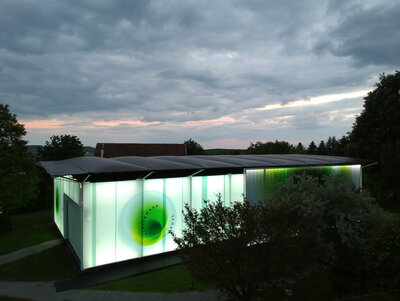 Nachtansicht, mobiler Pavillon, Hartberg