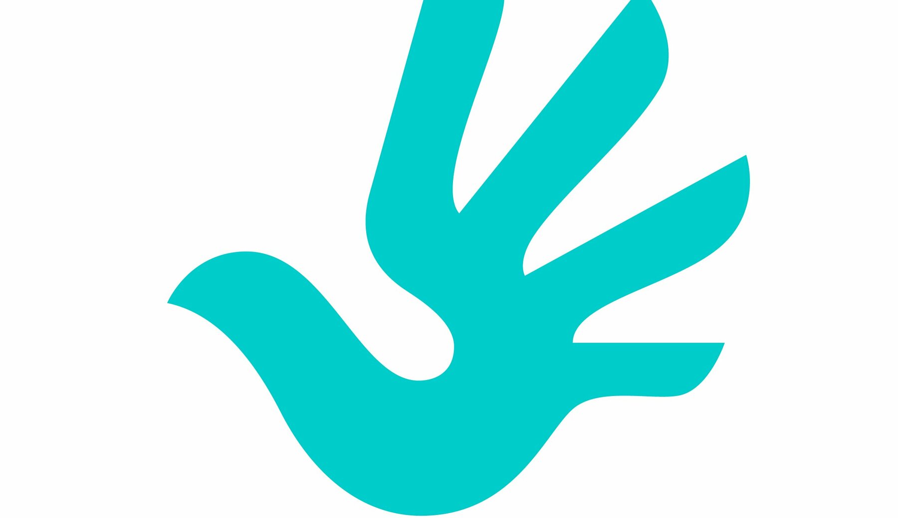 Universelles Logo für Menschenrecht von Predrag Stakić: Eine blaue Hand auf weißem Hintergrund, die auch als Taube gesehen werden kann.