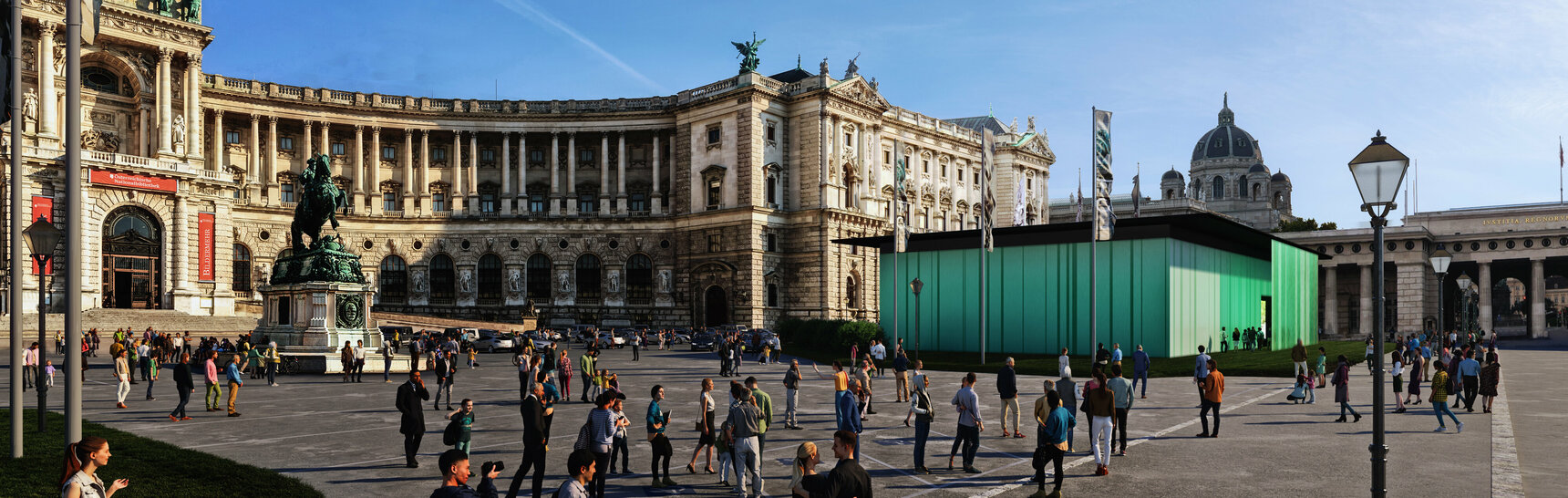 Rendering mobiler Pavillon am Wiener Heldenplatz